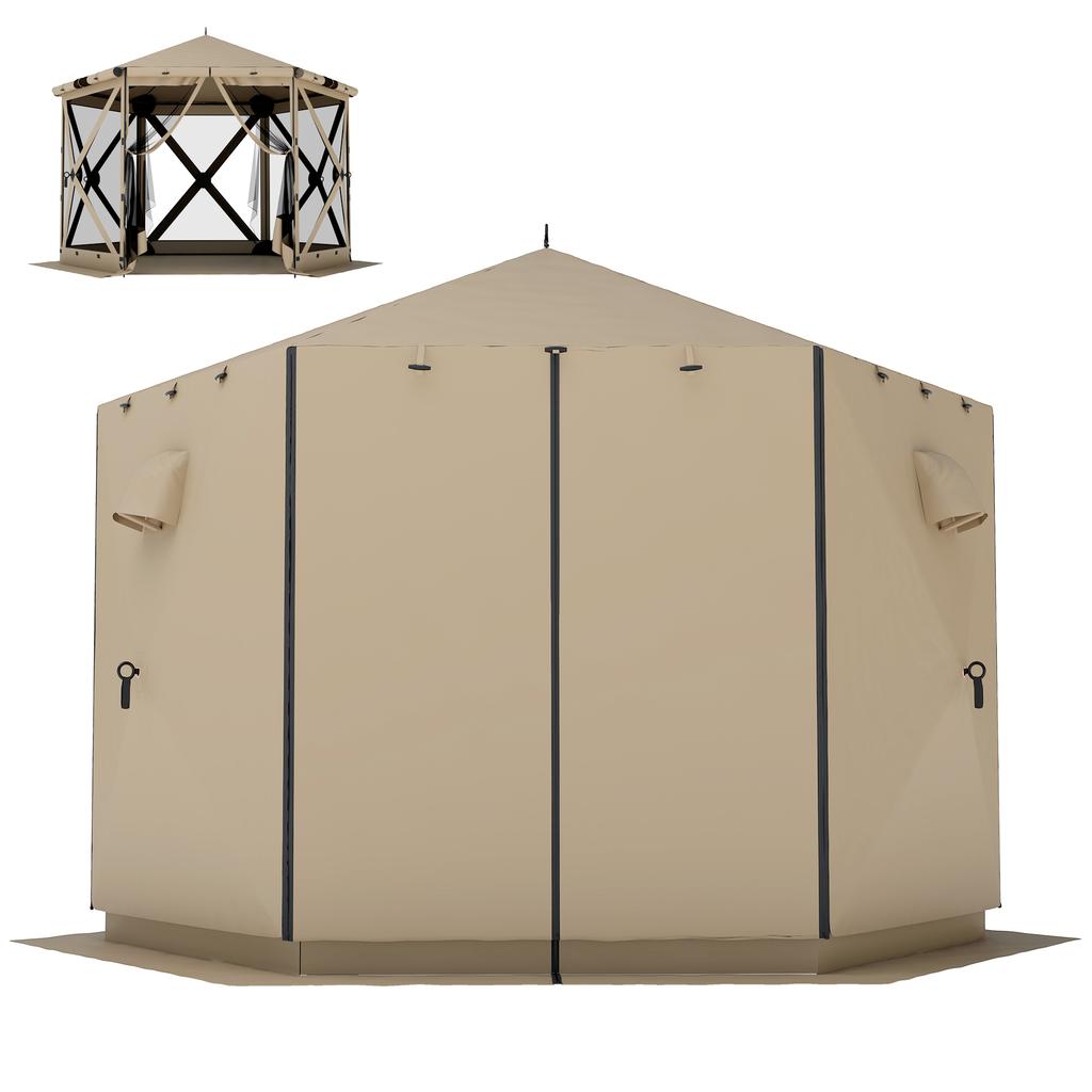 3 m x 2.6 m Hexagonal Gazebo with 6 Sides and Carry Bag, Waterproof, UV-Resistant, Party Tent