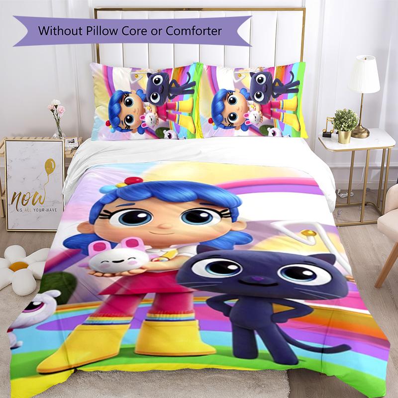 True and the Rainbow Kingdom 3pcs Bedding Set Duvet Cover Closure Includes 1 Duvet Cover & 2 Pillowcases for All Seasons Bedroom Home Dorm Decor