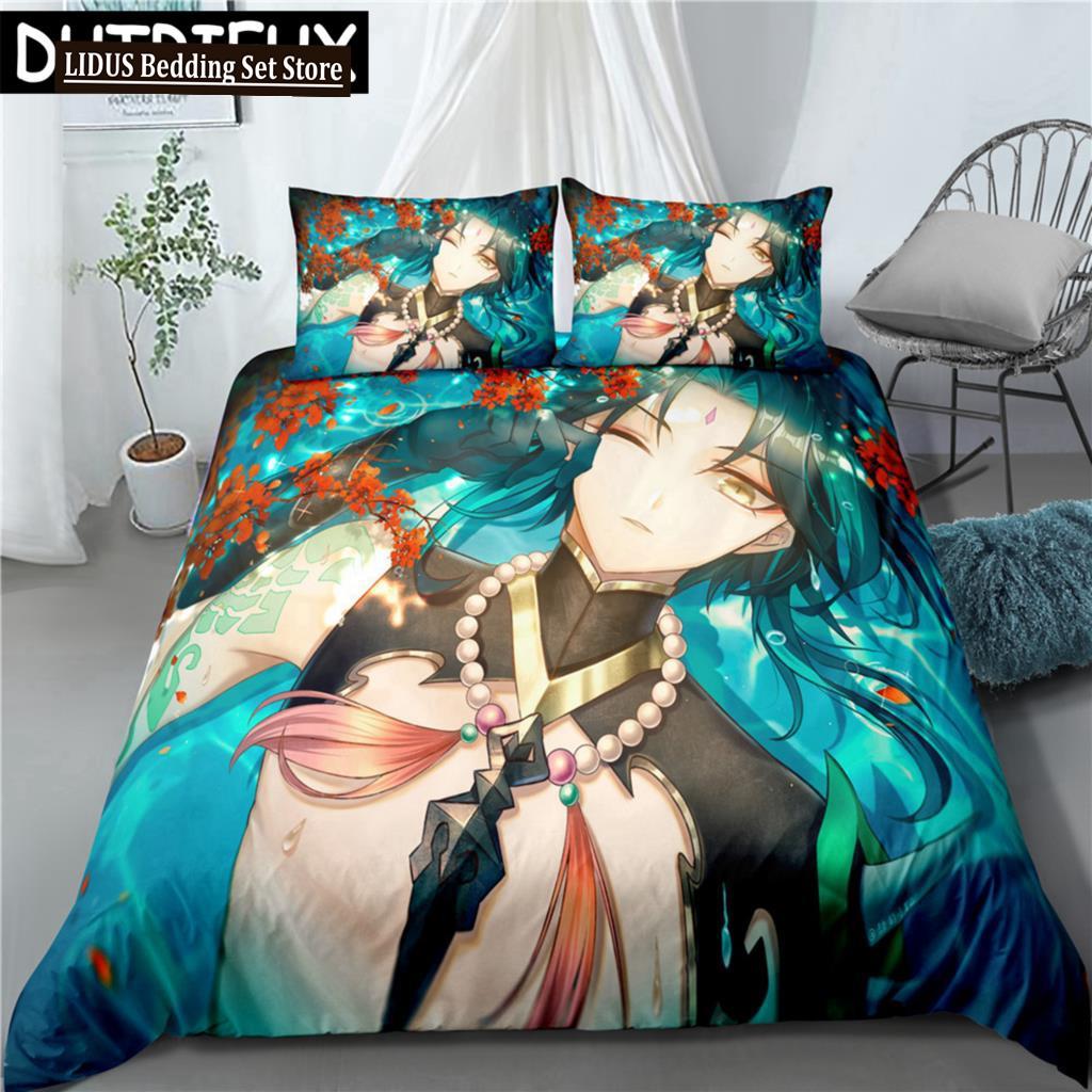 Anime Genshin Impact 3D Printed Bedding Set King Duvet Cover Pillow Case Comforter Cover Bedclothes Duvet Covers 200x200