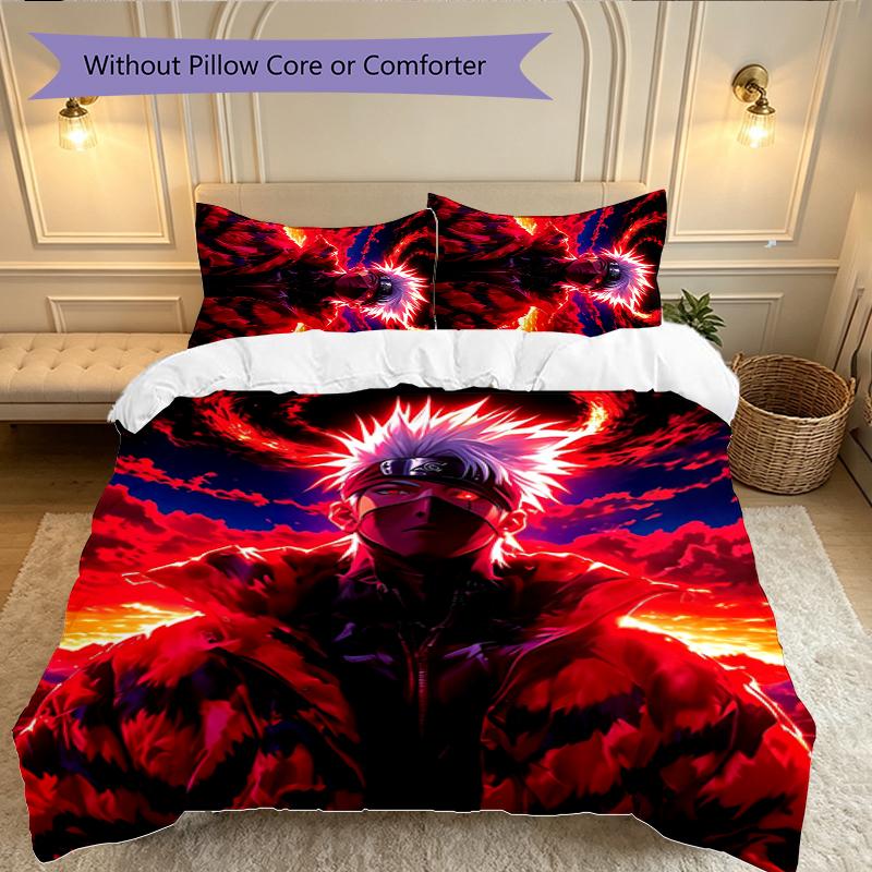 3pcs Duvet Cover Set, Game Role Naruto Bedding Set, Machine Washable, Breathable Fabric, All-Season Cozy Bedroom Accessory