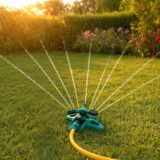 3-Arm Lawn Sprinklern, Automatic 360-Degree Rotating Garden Sprinkler, Large Coverage Area Sprinkler for Yard Outdoor Irrigation Kids Pets Water Fun
