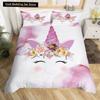 Kids Unicorn Stars King Queen Duvet Cover Cartoon Magic Animal Bedding Set Rainbow Shiny Quilt Cover Polyester Comforter Cover
