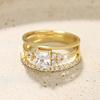 Light Luxury Ring Three-Piece Set, High-End Geometric Ring For Women, Engagement Wedding Matching