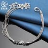 925 Sterling Silver Five Snake Star Chain Bracelet Jewelry