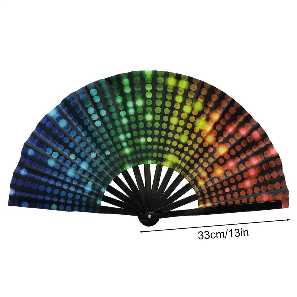 

33см Классический Складной Веер Ручные Веера Радужный Принт Черный Бамбуковый Каркас Веер Охлаждающий Ручной Веер Фестивальный Веер для Выступлений Танцевальный Веер Подарок