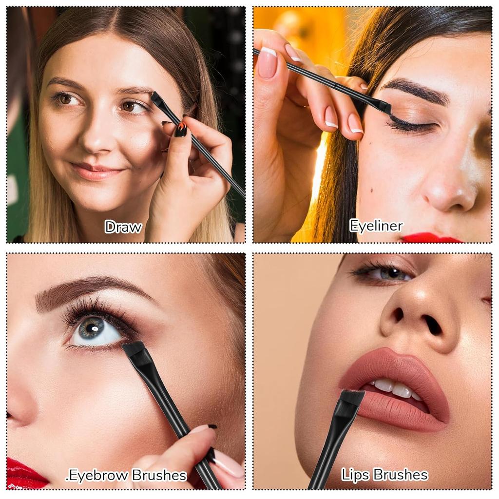 12 Pieces Angled Eyeliner Brush Eyebrow Flat Brushes Makeup Tip Thin Slanted Brush for Women Salon Beauty Cosmetic Makeup Tool