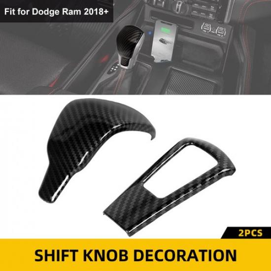 For Ram TRX 2018+ Accessories Carbon Fiber Gear shifter Knob Control Cover Trims