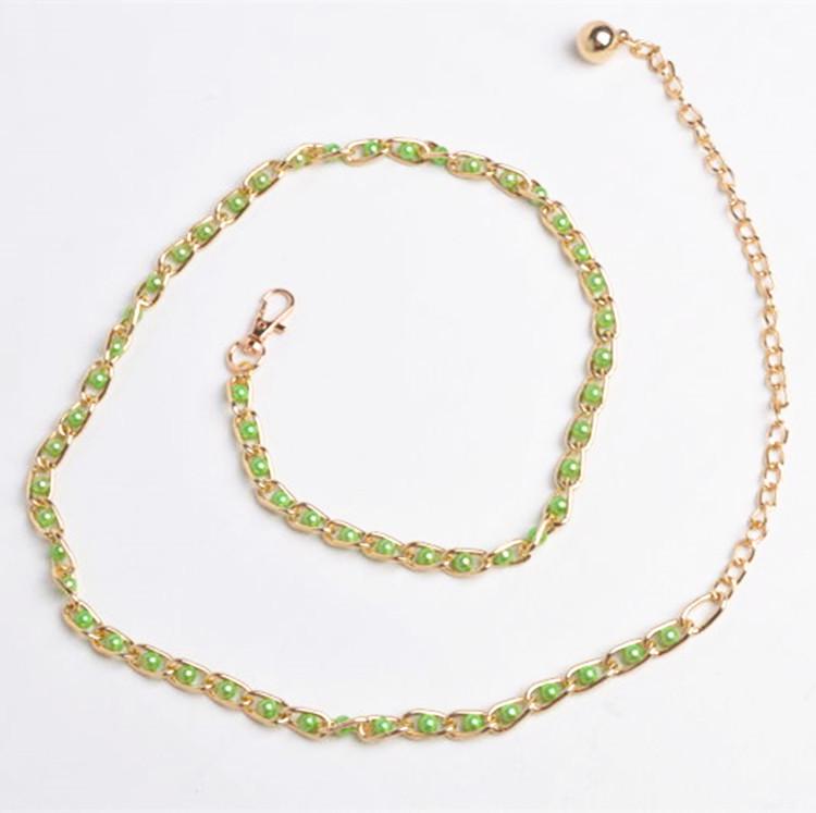 

Женский пояс с жемчугом: Четырехсезонная модная цепочка на талию для юбки и платья 100-135 CM зелёный