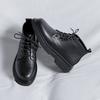 Black Mid-Top Martin Boots Men'S Handsome Autumn British Locomotive Ins Leather Shoes Hong Kong Style Couple Tooling Boots 86232-F