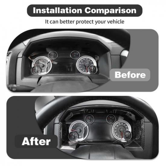 Console Dashboard Cover Trim Decor Frame For Dodge Ram 1500 2010-17 Carbon Fiber