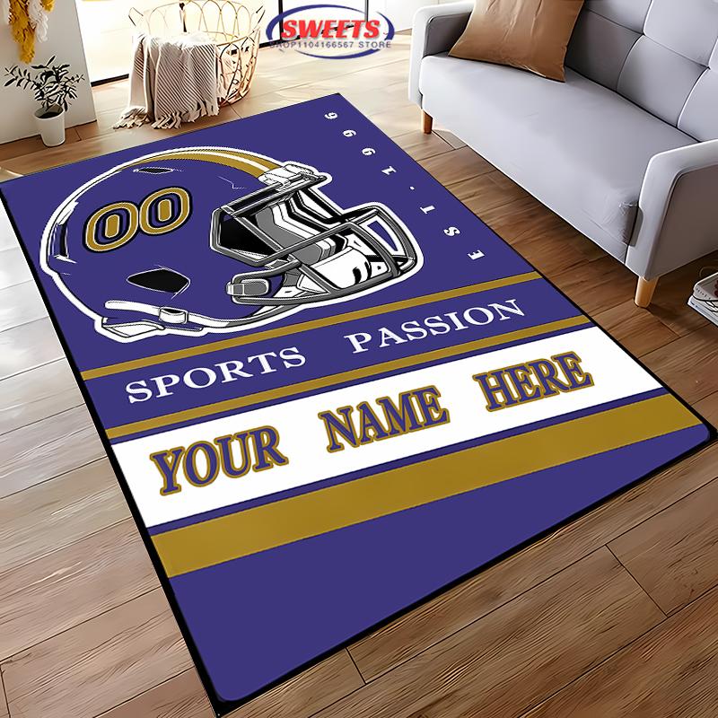 1 Stück personalisierter Fußballteppich mit Ihrem Namen und Ihrer Nummer, Geschenk für Fußballfans, Matte in großer Größe für Zuhause/Büro, Teppich, Besonderes Geschenk