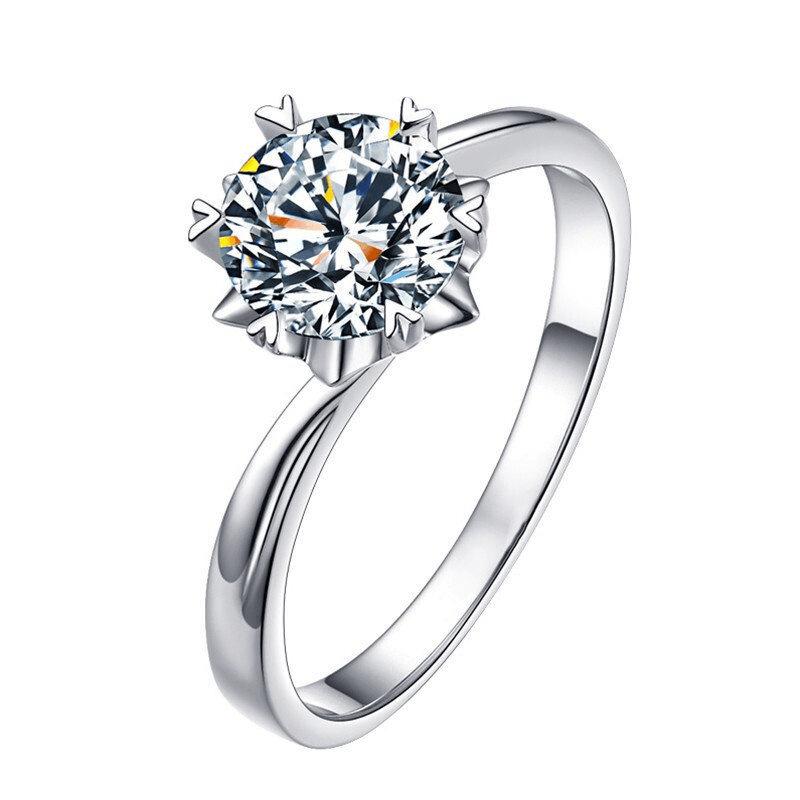2026 Fashion Versatile Zircon Women's Classic Six-claw One-Carat Women's Ring Living Ring