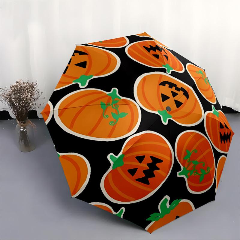 1pc Pumpkin Halloween Auto Open/Close Umbrella with One Touch Button,, Windproof Design   Lightweight Portable Umbrella for Women & Men6085