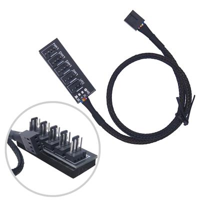 PWM-Lüfteradapter-Hub, 5-Wege-Splitter für 4-polige Computer-Motherboards, Lüfterdrehzahlregler mit 40 cm geflochtenem Kabel