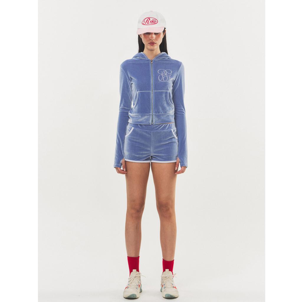 RAWMANTICS Raw Logo Velvet Hot Dolphin Pants Soft Blue