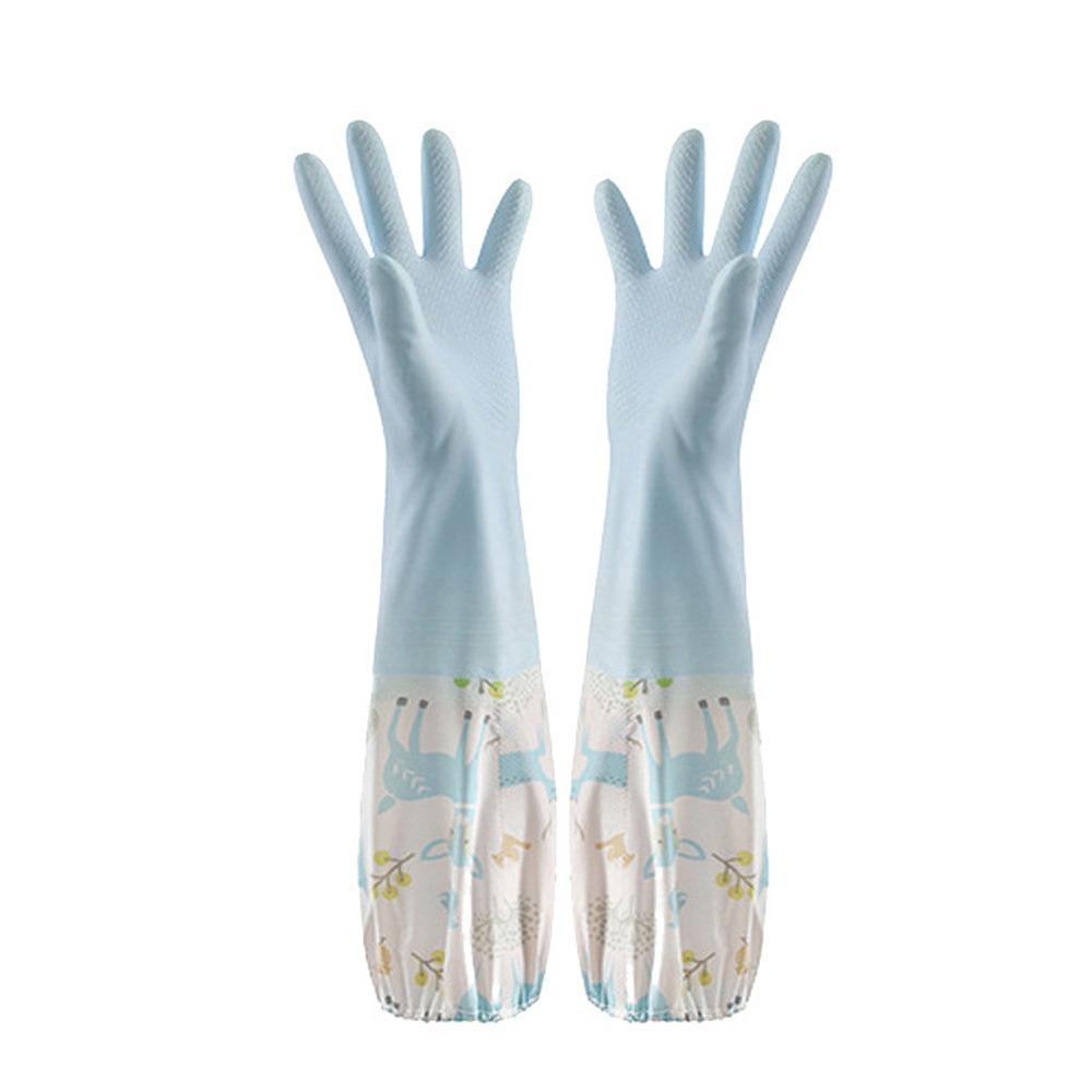 

Single Layer Elastic Band Plush Household Kitchen Accessories Sleeve Dishwashing Tools Gloves S-blue single layer