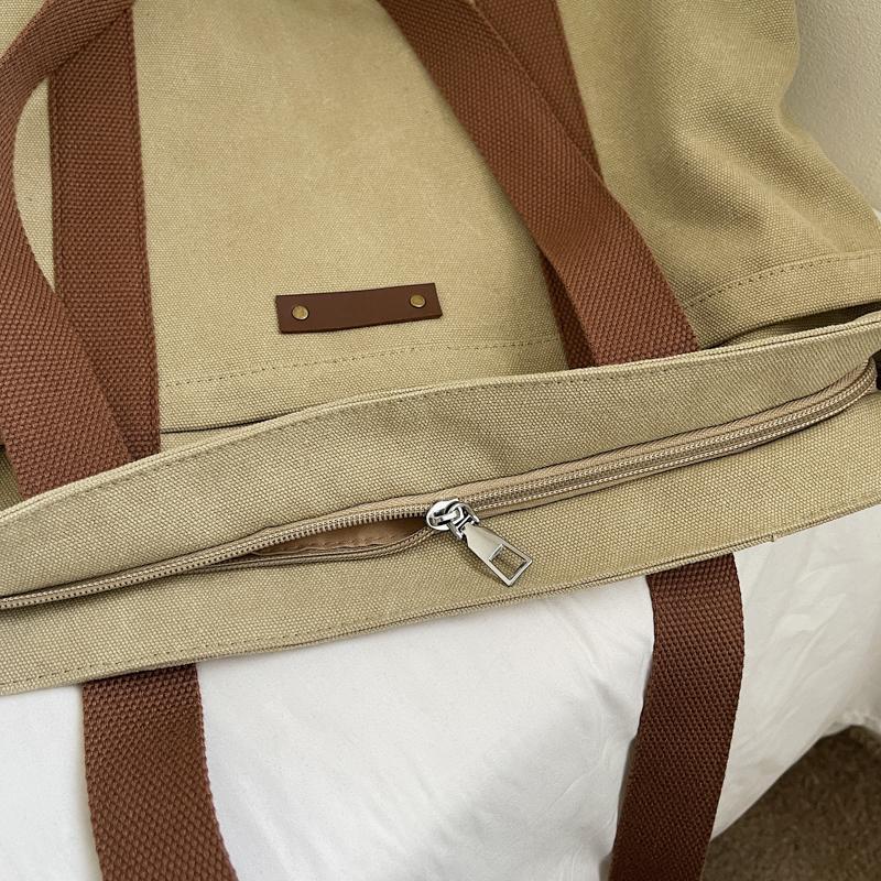 Large Capacity Canvas Travel Bag Commuter Shoulder Bag Shopping Bag Women's Handbag