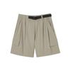 Solid Color Brand Logo Mid Waist Straight Leg Mountain Outdoor Cargo Multi Pocket Casual Shorts Women Shorts Cashew-Brown L124W056-01NC