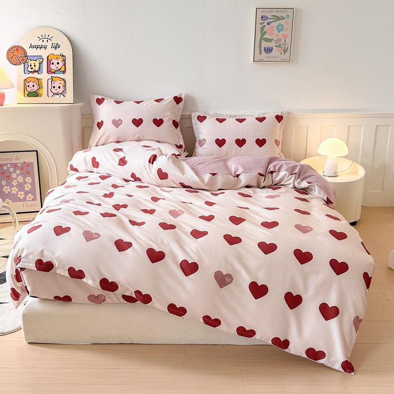Pure cotton thickened and ground four-piece set of bedding, three-piece set of quilt cover for college students, bed sheets for mothers and babies in