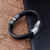 Custom Logo Engraving Genuine Leather Bracelet Stainless Steel Braided Men Magnetic Clasp Braided Leather Bracelet