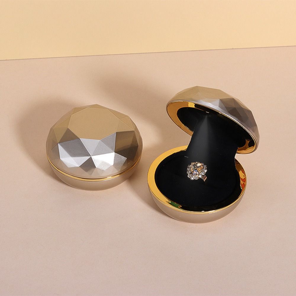 Luxury LED Ring Display Box Storage Couple Rings Holder Portable Necklace Ring Case  for Wedding