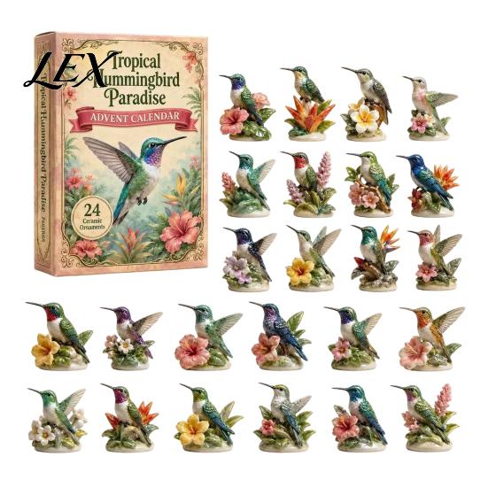 Holiday Countdown Calendar 2026 Hummingbird Advent Calendar, 24-Day Acrylic Ornament Set with Bird Figure Decoration for Home Countdown, Christmas