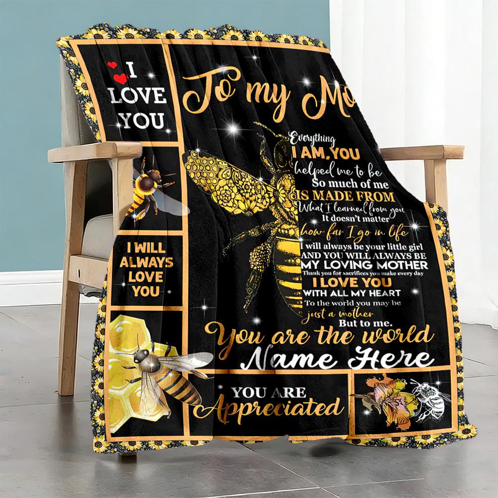Beautiful Envelope Mom Personalized Name Blanket Lightweight Personalized Blanket Durable Comfort Great for Office Seaside Bedding Sofa
