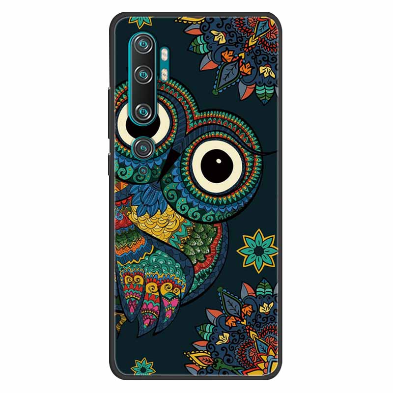 For Xiaomi Mi Note 10 Case Silicone Soft Owl Lion TPU Fashion Back Cover For Xiaomi Mi Note10 Cases Protective Printed Covers