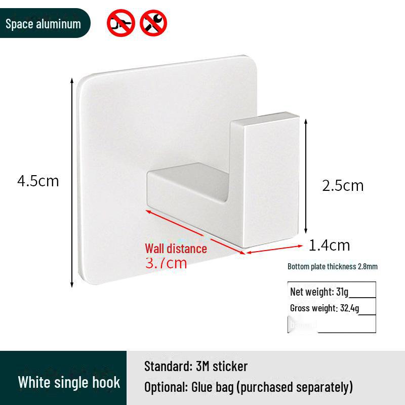 

Чорний алюмінієвий гачок, що економить місце, для рушників та дрібниць у ванній кімнаті