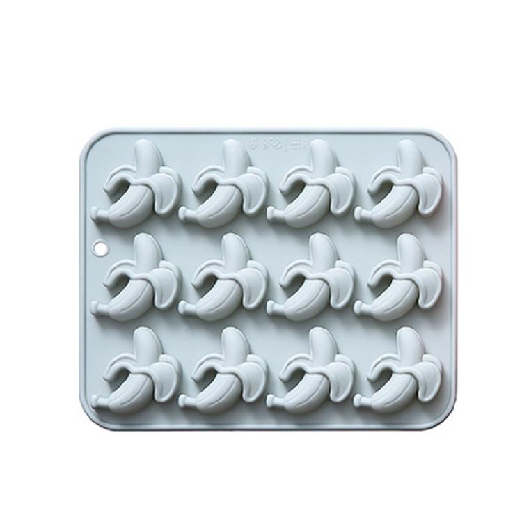 

Flexible 12 Cell Banana Silicone Mould Food Safe For Baking Craft Ice Cubes Making синій
