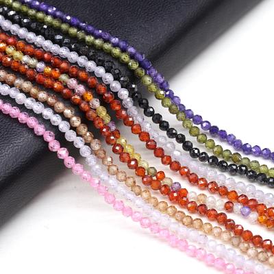 Contas facetadas de pedra natural de zircônia, contas pequenas 3 mm, amuletos para fazer jóias, colar, pulseira, brincos, acessório