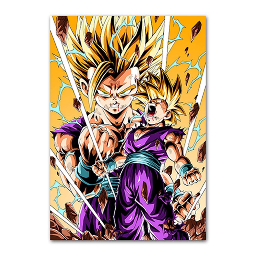 Japanese Modern Anime Retro Dragon Ball Poster Goku Gohan Vegeta Piccolo Friza Canvas Painting Print Wall Art Children Gift
