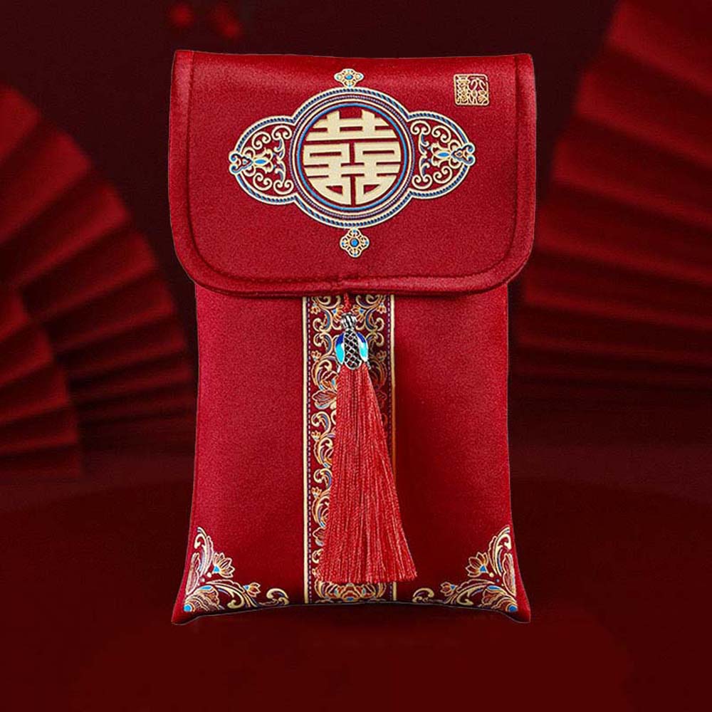 Beste Wünsche 2025 Geldtasche Brokatstoff Quaste Neujahrs-Geldbeutel Partygeschenke