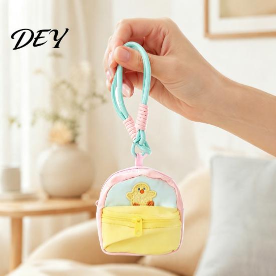 Childlike Charm Mini Accessory Bag Small Coin Purse, Macaron Style Backpack Pendant with Lanyard, Lightweight Decorative Embroidery Wallet Pouch