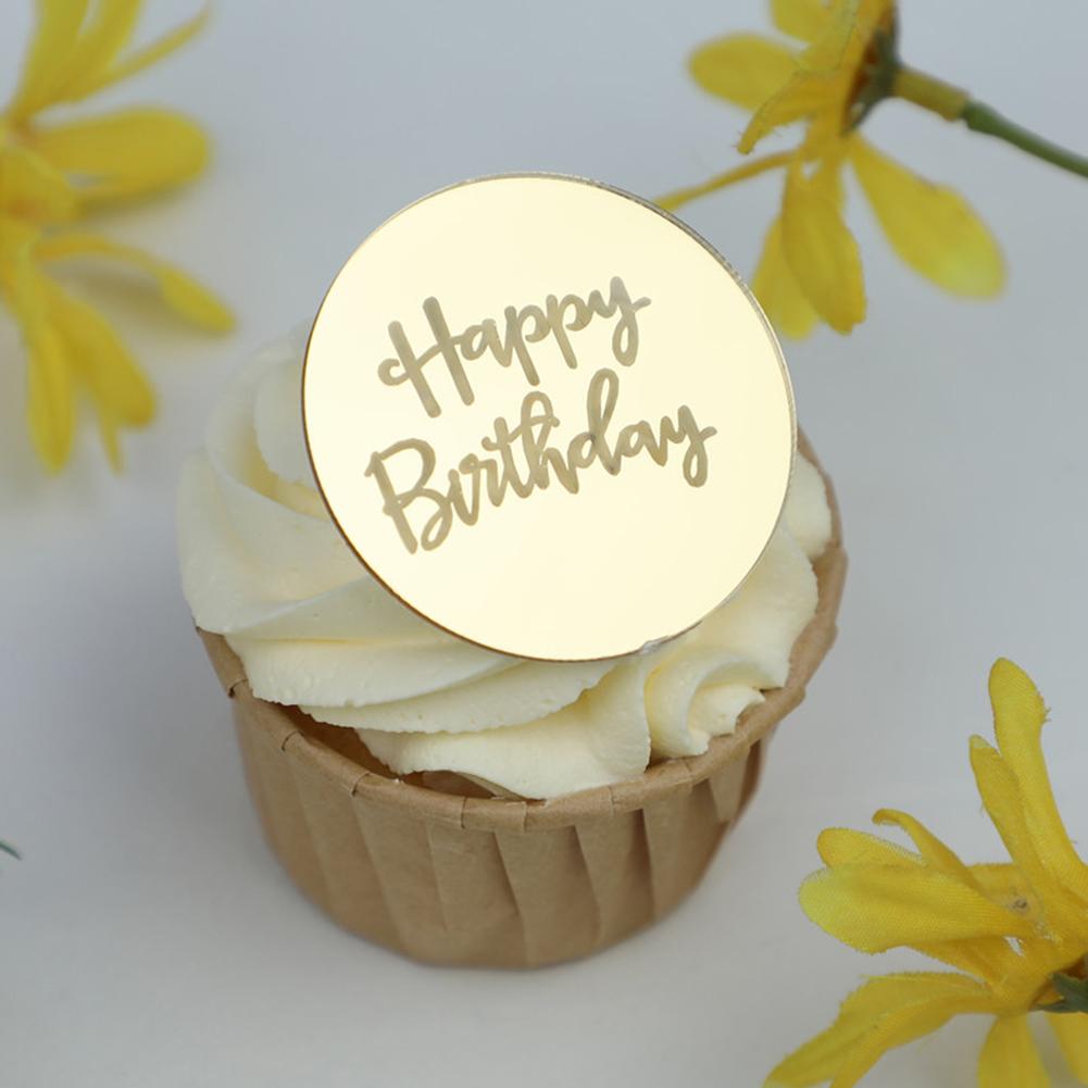 20 Pcs Mirror Cupcake Toppers Reliable Reusable Exquisite Diy Acrylic Cake Disc For Birthday Party Anniversaries Decorations