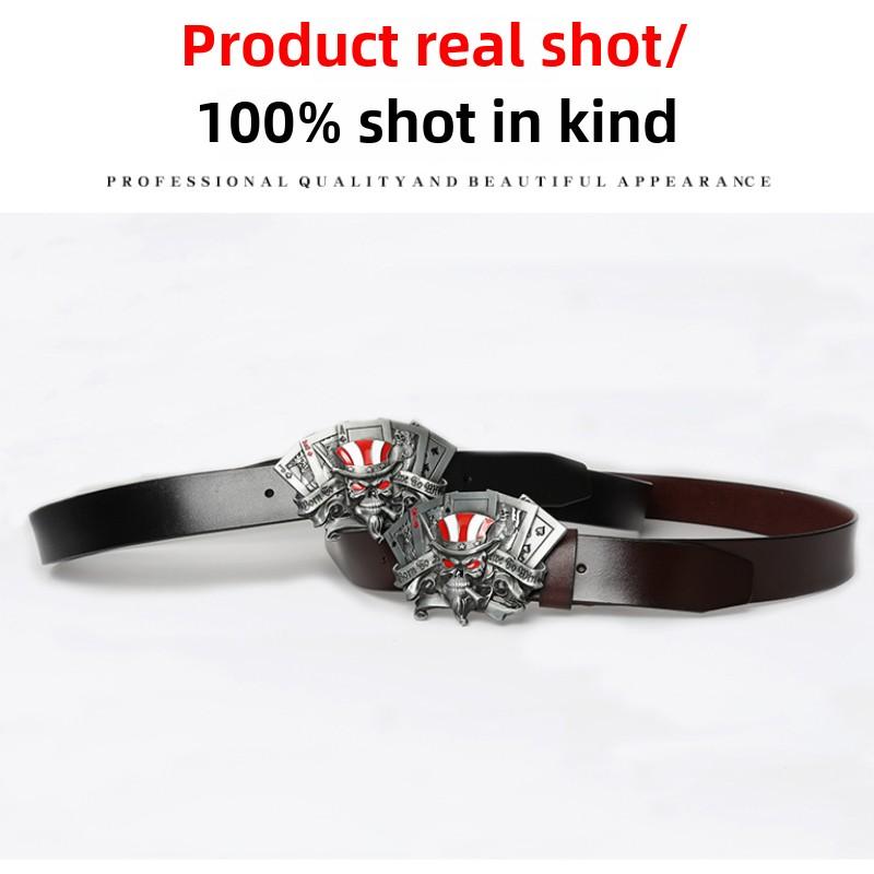 Skull Alloy Silver Belt Button Head Belt Button Head Playing Card Buckle Fashion Youth Belt