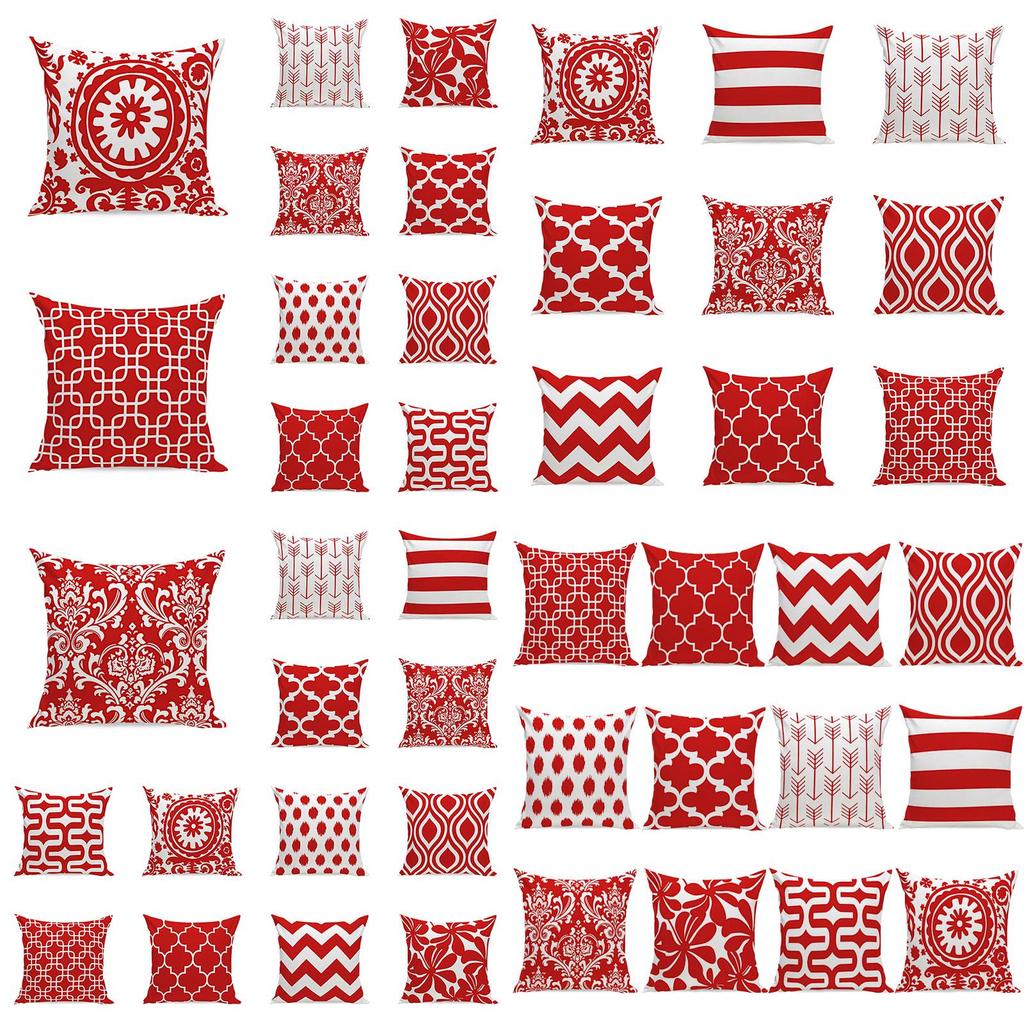Luxurious Red Geometry Pattern Cushion Cover For Stylish Home And Office Decor