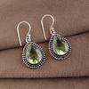 Grüner Amethyst Edelstein Silber Handgefertigte Ohrringe 1,3", 925 Sterlingsilber Amethyst Schmuck Geschenk für Ehefrau AEE-1-15