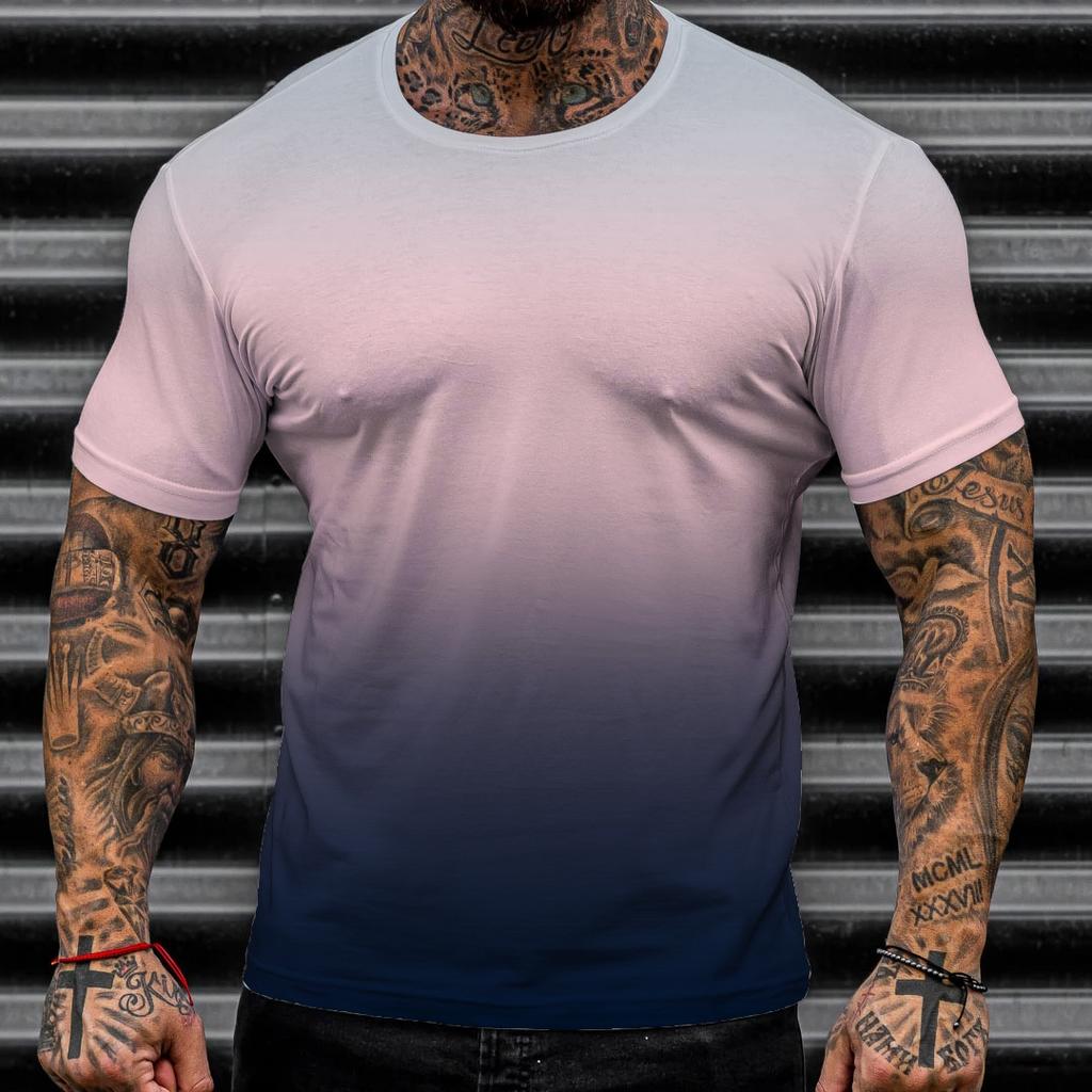 Herren Neues bedrucktes kurzärmeliges Übergröße Sport- und Freizeit-Rundhals-Top T-Shirt