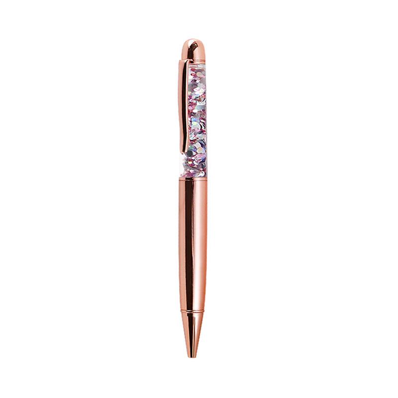 Logo Kazımalı Kristal Simli Tükenmez Metal Kalem - İmza ve Hediyeler İçin Mükemmel