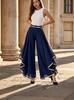 European and American Fashion High-Waisted Layered Chiffon Wide-Leg Pants