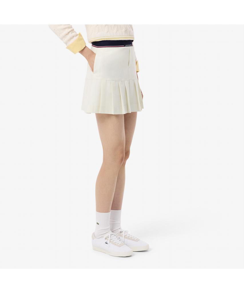 Lacoste Women'S Logo Banded Pleated Mini Skirt Jf5323-55N Xfj