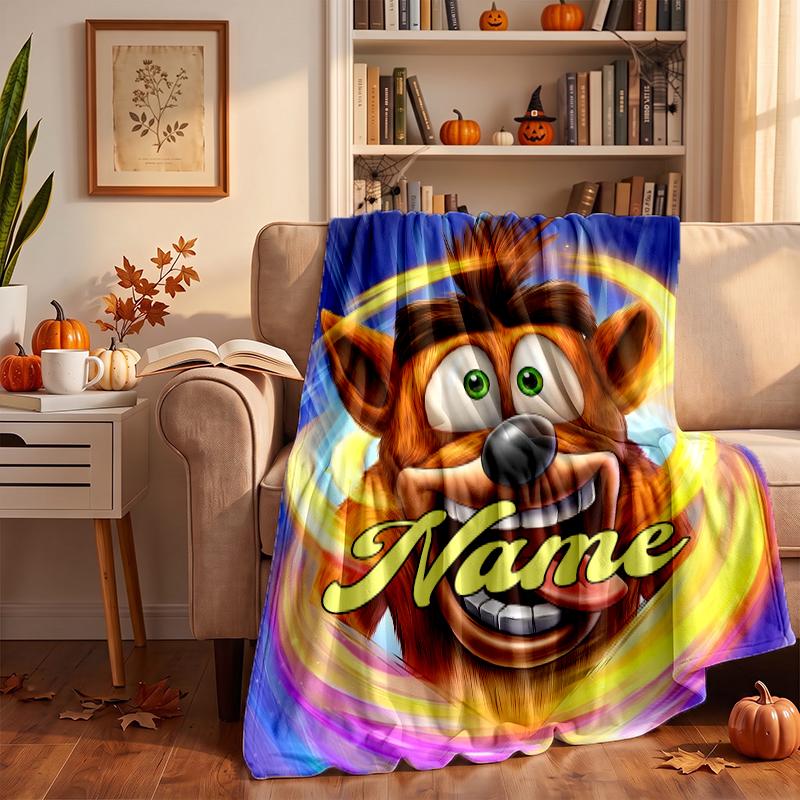 Crash Bandicoot Custom Flannel Blankets Soft Warm Cozy Throws for Home Decor Holiday Gifts