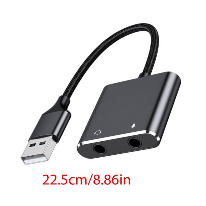 USB Sound Adapter External Stereo Sound Card with 3.5mm Headphone Microphone Port Suitable for PC Mobile Phone Laptop
