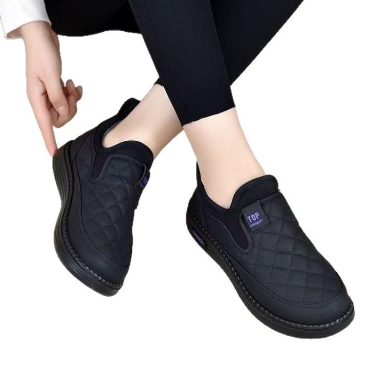 Fleece Warm Shoes, Waterproof Cotton Shoes with Leather Surface, New Casual Cotton Shoes for Women