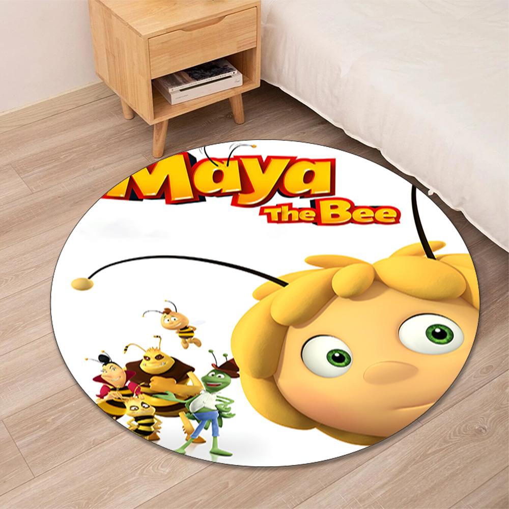 Maya the Bee Printed Round Rug Carpet Chair Rug Area Rug Entryway Doormats,for Office Chair Living Room Bedroom Kitchen Room.