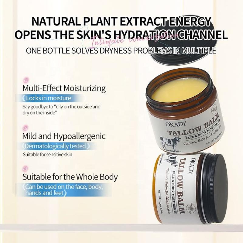 Okady Soft Texture Natural Vegan Tallow Skincare 150G Beef Tallow Moisturizer Body & Face Tallow Cream
