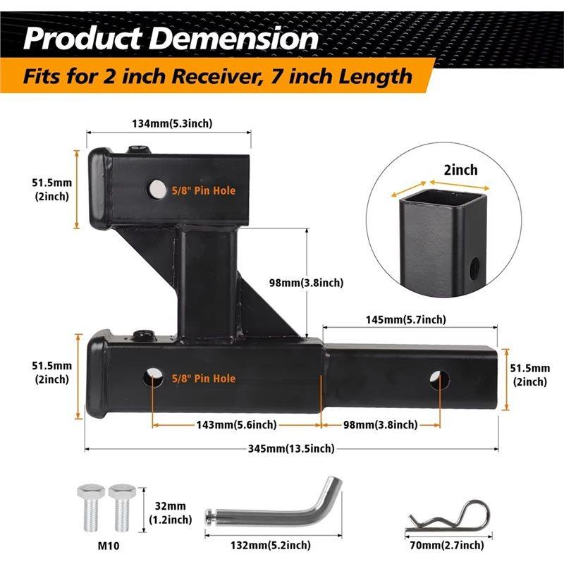 Double Hitch Receiver Hitch Adapter Trailer Dual Hitch