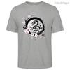 Mens Cotton Long Graphic Chinese Dragon T Shirt Street Casual Style Tee for Men and Women