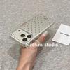 Simple Silver Bottom Full Screen Small Black Polka Dot Is Suitable for Apple 17promax Mobile Phone Case Iphone16p Protective Case